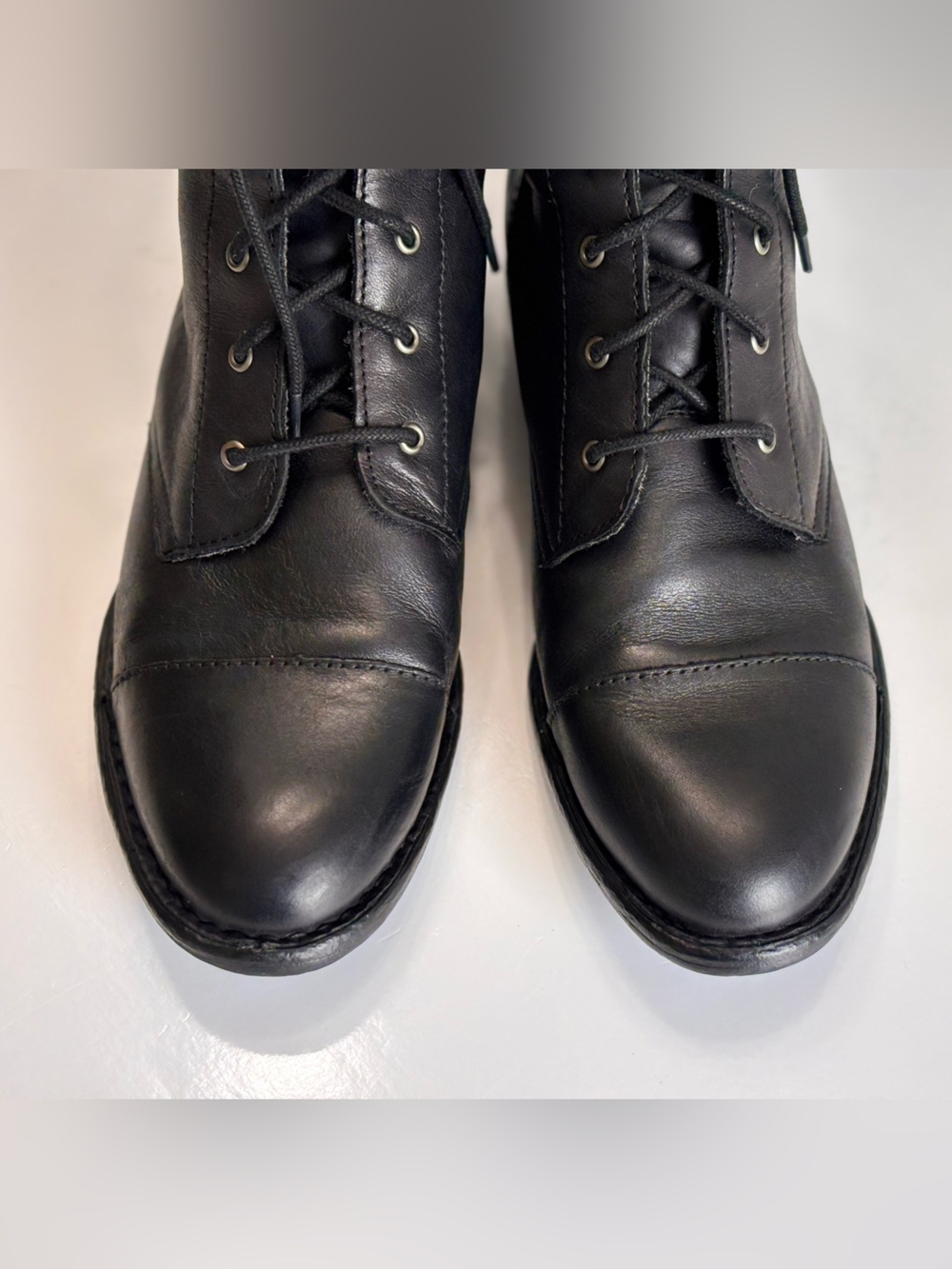 Born Neon Combat Boots Womans Size 8.5 M Black Leather Lace Up Comfort Round Toe - Picture 10 of 16